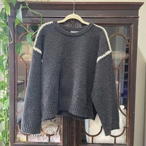 By Together Dark Gray Sweater with White Accents
